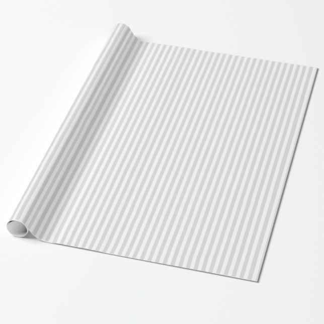 Classic Light Gray and White Stripe Pattern Wrapping Paper (Unrolled)