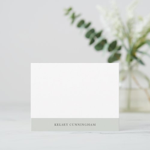 Classic Light Gray Color Block Name Flat Note Card