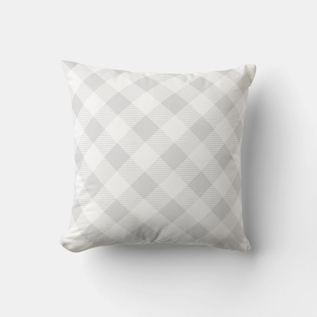 Classic light gray white diagonal strips throw pillow (Front)