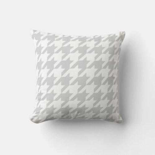Classic Light Gray White Large Houndstooth Throw Pillow