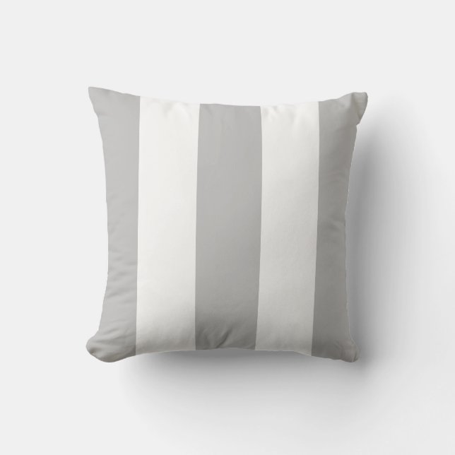 Classic light gray white vertical strips throw pillow (Front)