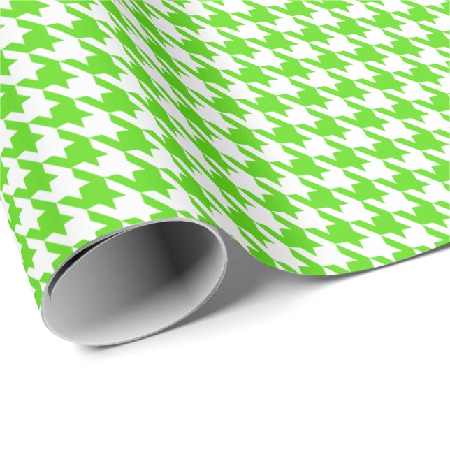Classic Light Green and White Houndstooth Pattern  Wrapping Paper (Roll Corner)