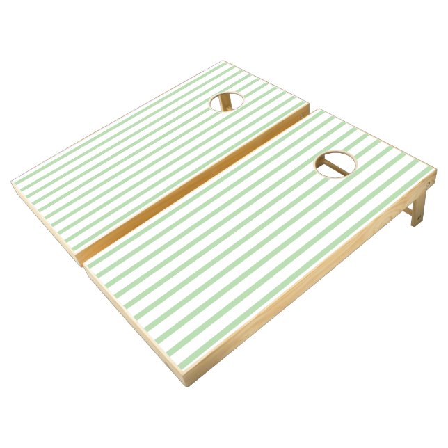 Classic Light Green Stripe Cornhole Set (Angled)