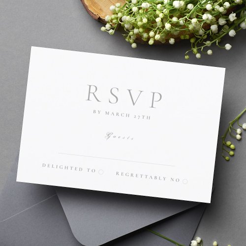 Classic Light Grey Elegant Modern Style Wedding RSVP Card
