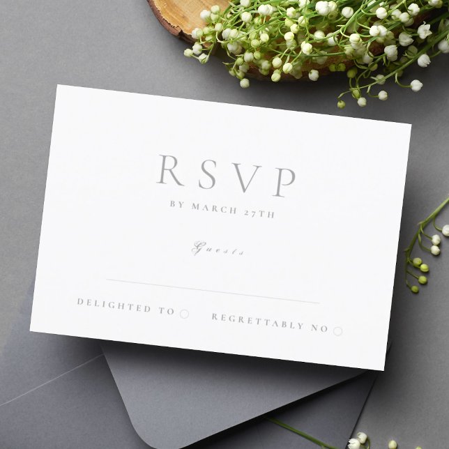 Classic Light Grey Elegant Modern Style Wedding RSVP Card (Creator Uploaded)