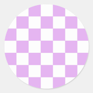 Classic light lavender checkerboard round sticker