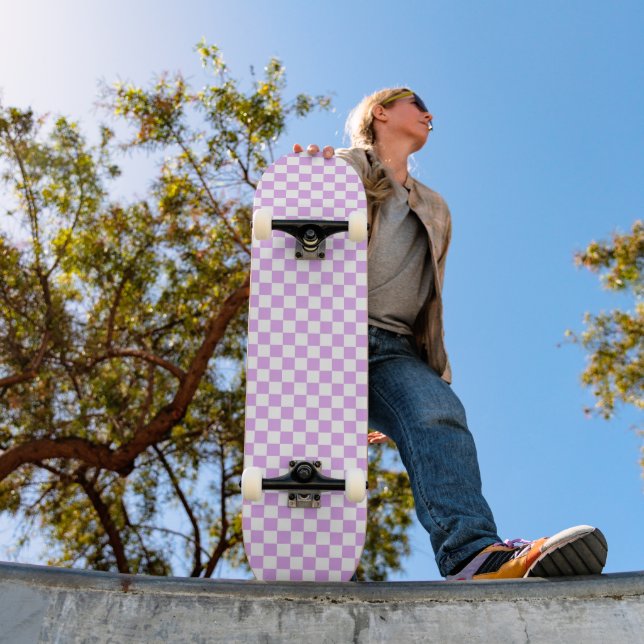 Classic light lavender checkerboard  skateboard (Outdoor 1)