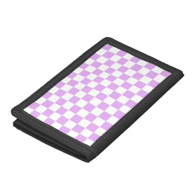 Classic light lavender checkerboard  trifold wallet (Top)