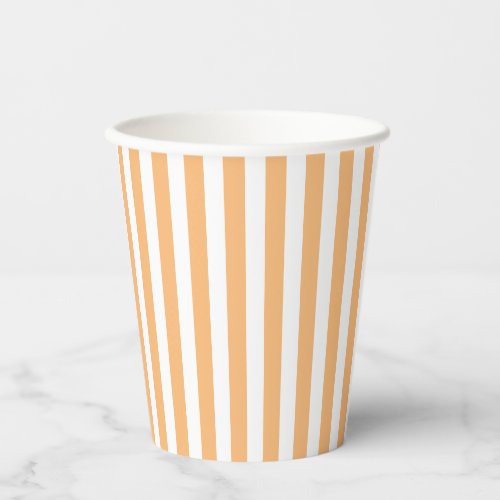 Classic Light Orange and White Vertical Striped Paper Cups