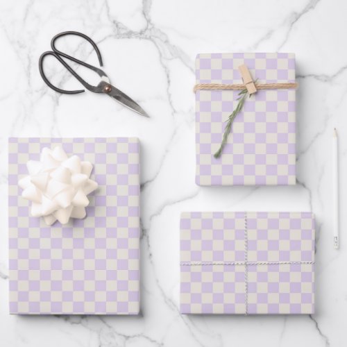 Classic Light Purple White Plaid  Wrapping Paper Sheets