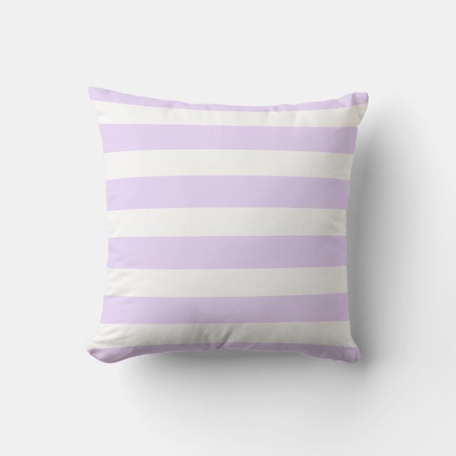 Classic light purple white strips outdoor pillow (Front)
