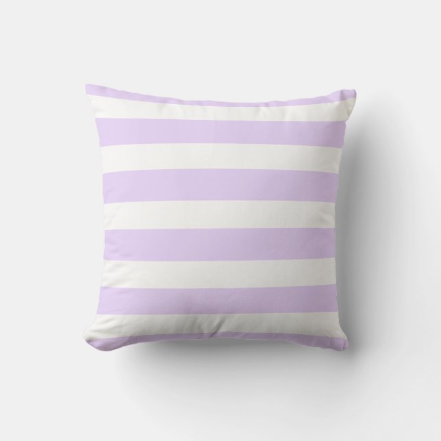 Classic light purple white strips throw pillow (Front)