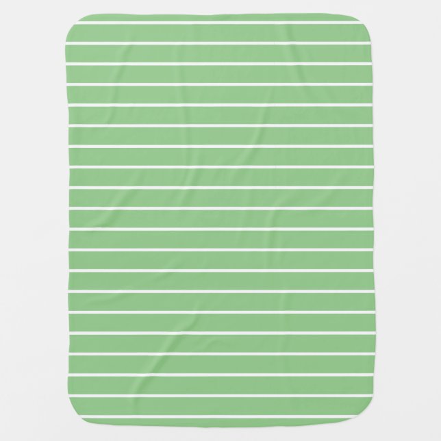 Classic Light Sage Green and White Stripes Baby Blanket (Front)