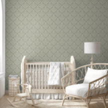 Classic Light Sage Green Floral Damask