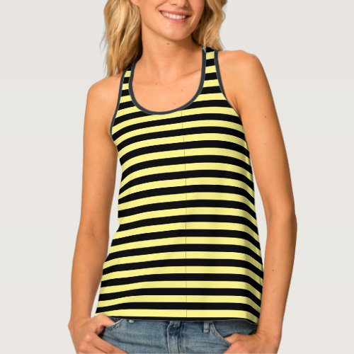 Classic Light Yellow and Black Striped  Tank Top