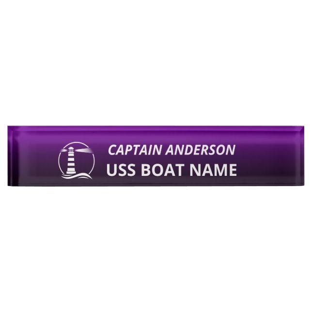 Classic Lighthouse Captain and Boat Desk Name Plate (Front)