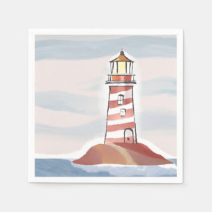 Classic Lighthouse   Ocean Coastal Watercolor Napkins