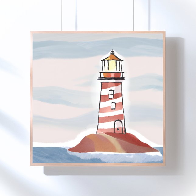 Classic Lighthouse | Ocean Coastal Watercolor Poster (Creator Uploaded)