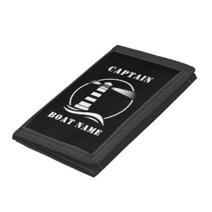 Classic Lighthouse Your Captain or Boat Name Tri-fold Wallet