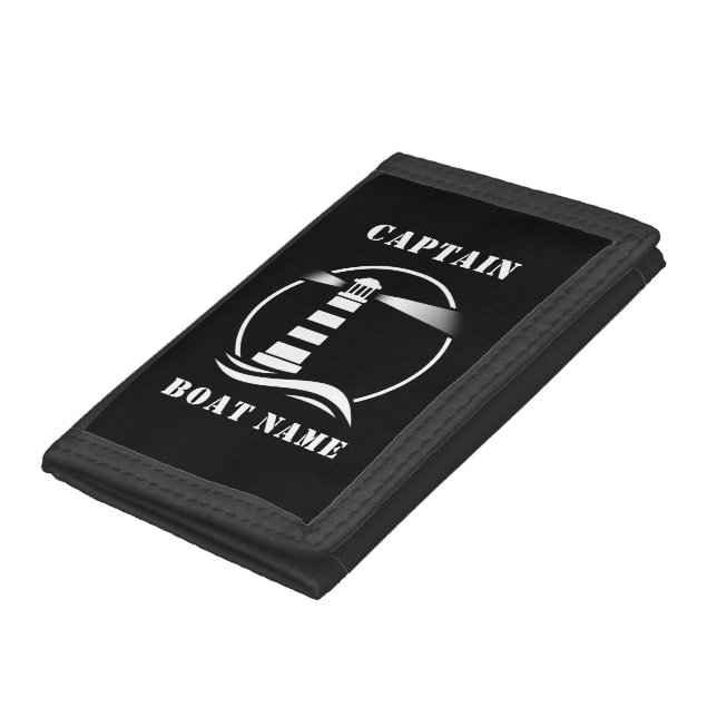 Classic Lighthouse Your Captain or Boat Name Trifold Wallet (Bottom)