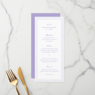 Classic Lilac Elegant Wedding Menu