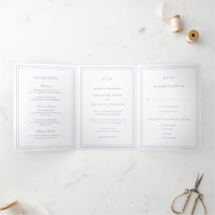 Classic Lilac Elegant Wedding Tri-Fold Invitation