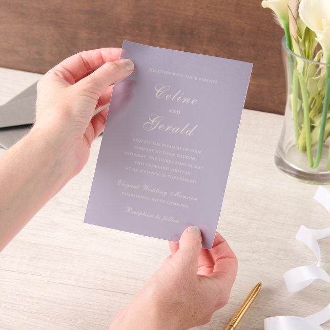Classic Lilac Elegant Wedding Vellum Invitations (Handheld)