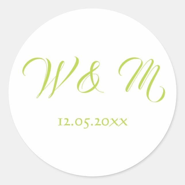 Classic Lime Green and White Classic Round Sticker (Front)