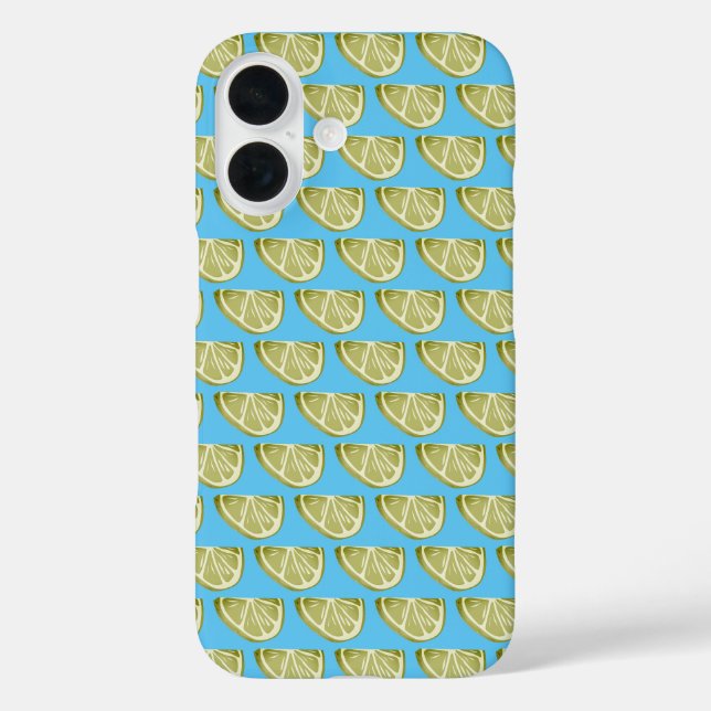 Classic Lime Green Slice Pattern On Sky Blue Case-Mate iPhone Case (Back)