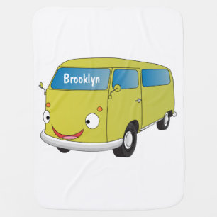 Classic lime green van cartoon baby blanket