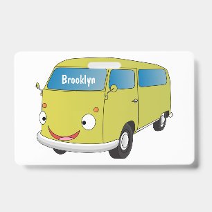 Classic lime green van cartoon  badge