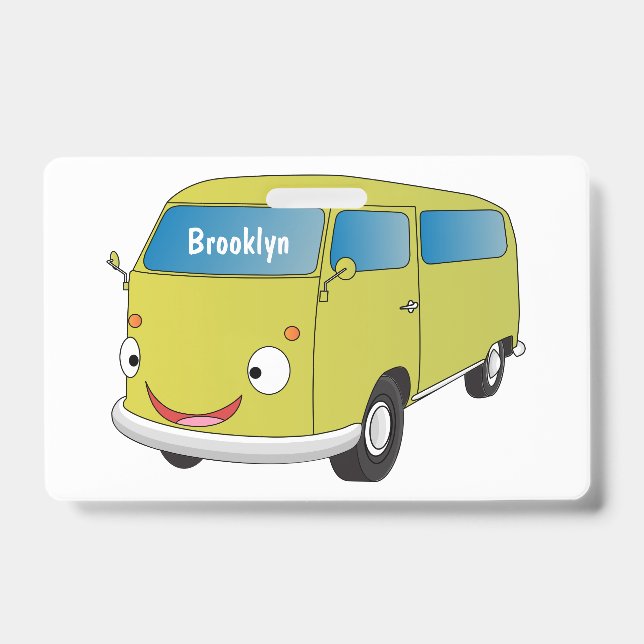 Classic lime green van cartoon  badge (Front)