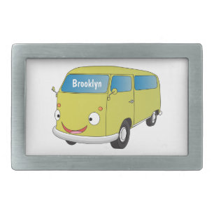 Classic lime green van cartoon belt buckle