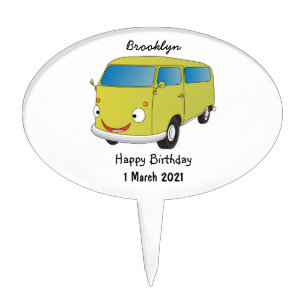 Classic lime green van cartoon cake topper