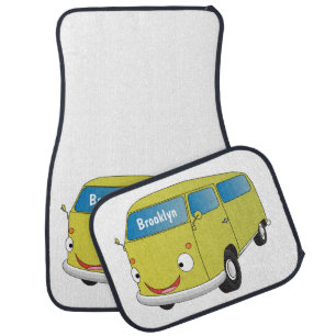 Classic lime green van cartoon car floor mat