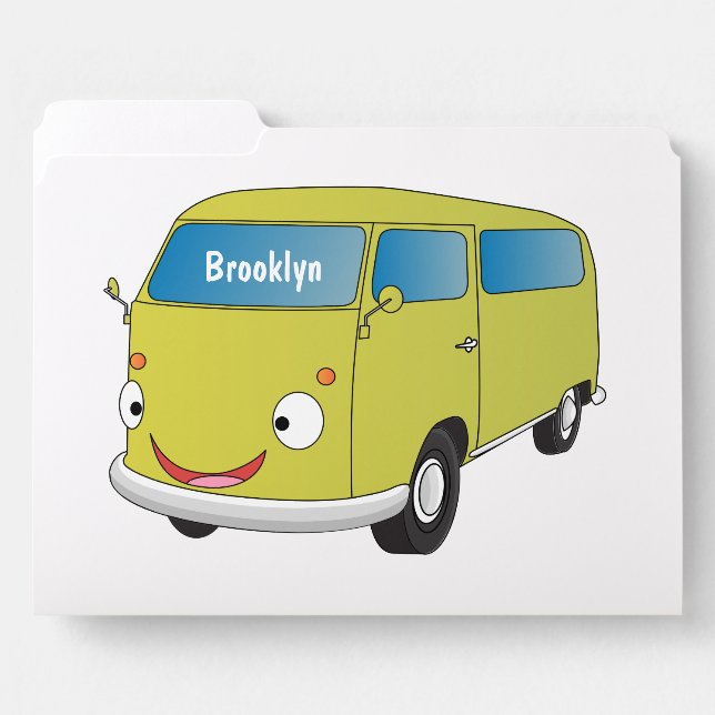 Classic lime green van cartoon file folder (Front Left)