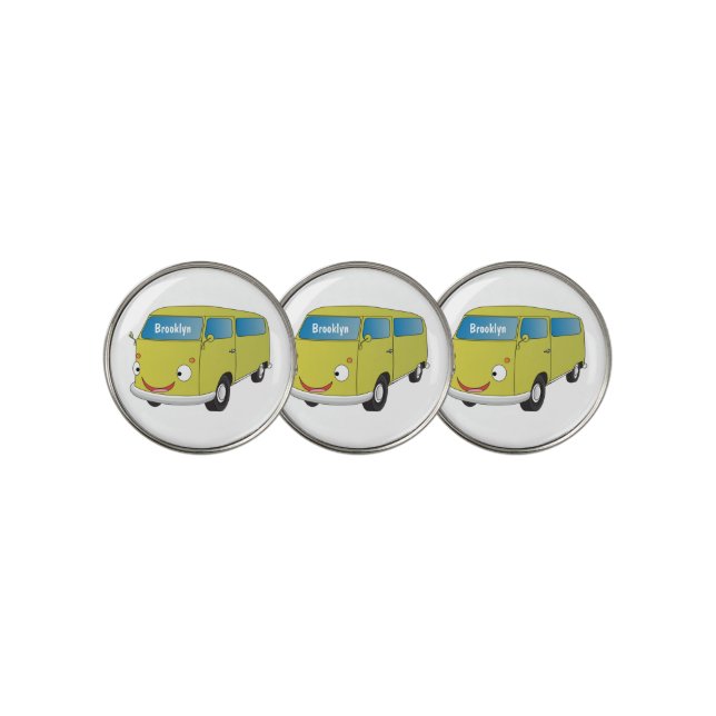 Classic lime green van cartoon golf ball marker (3 Up)