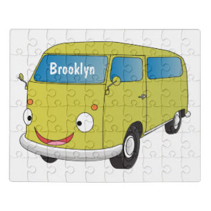 Classic lime green van cartoon jigsaw puzzle