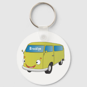 Classic lime green van cartoon  keychain
