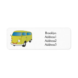Classic lime green van cartoon label