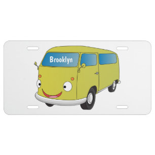 Classic lime green van cartoon license plate