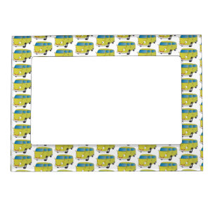 Classic lime green van cartoon magnetic frame