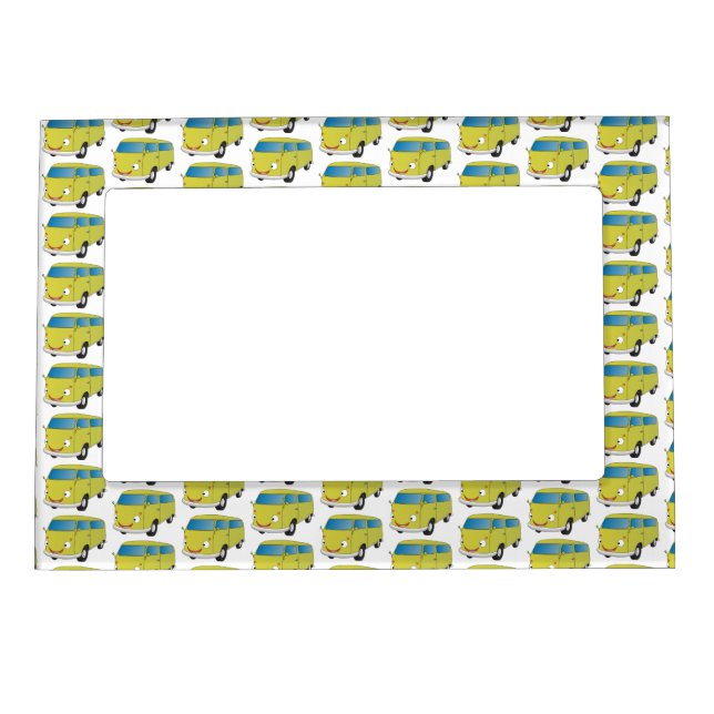 Classic lime green van cartoon magnetic frame (Front)