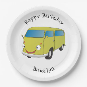 Classic lime green van cartoon paper plates