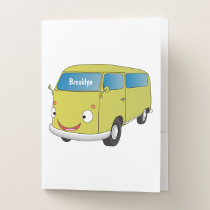Classic lime green van cartoon pocket folder