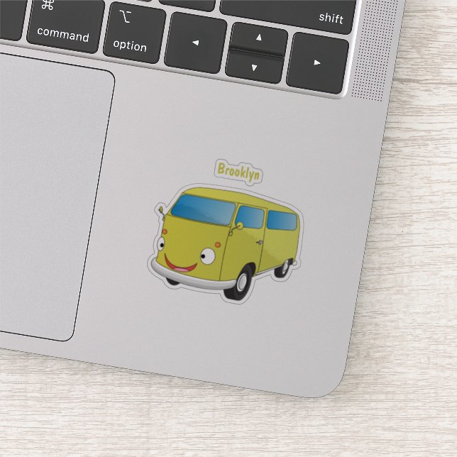Classic lime green van cartoon sticker (Detail)