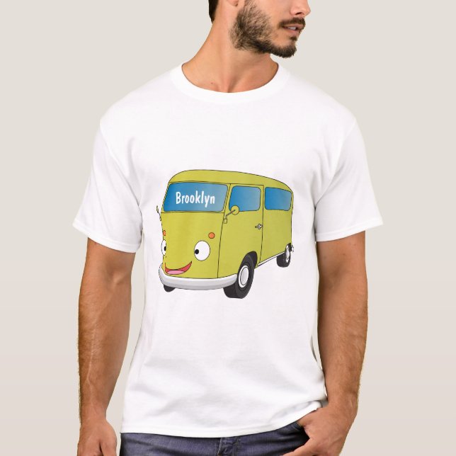 Classic lime green van cartoon T-Shirt (Front)