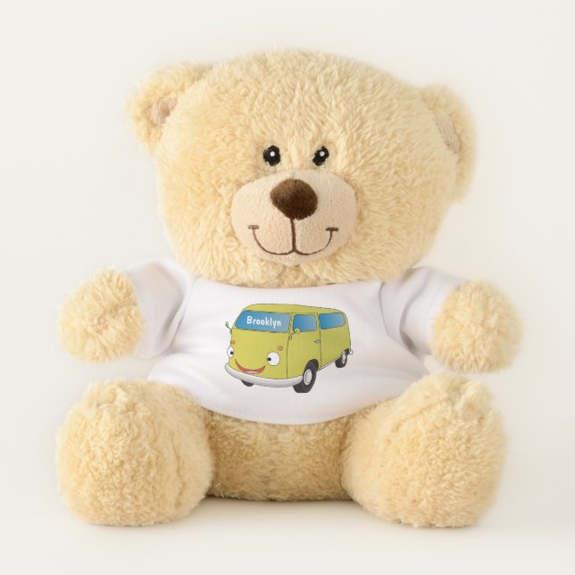 Classic lime green van cartoon teddy bear (Front)