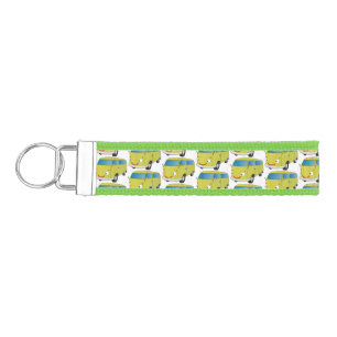 Classic lime green van cartoon wrist keychain