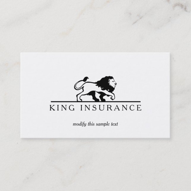 Classic Lion Logo Professional Black and White Business Card (Front)